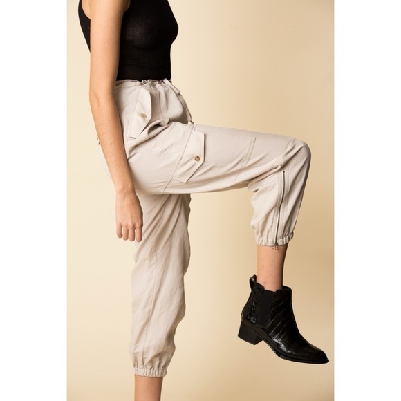 Ulla Johnson Edris Pant Cargo Pant Jogger Zip Ankle Pant in Neutral Size 4 - Picture 2 of 15